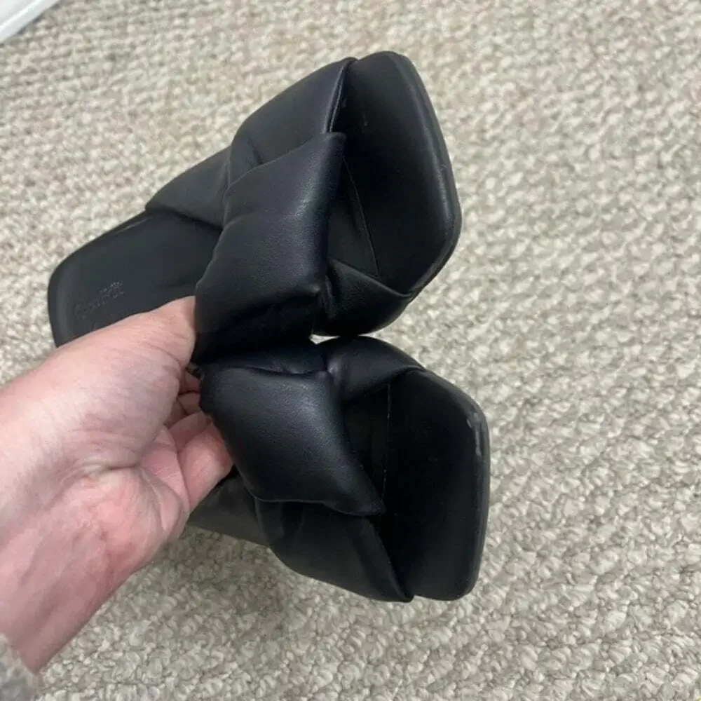 Open Edit Cora Black Block Heel Slide Sandals size 9.5